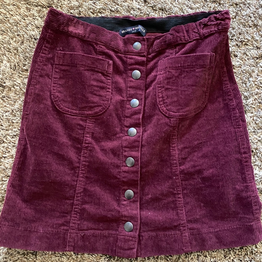Brandy Melville Maroon Corduroy Skirt